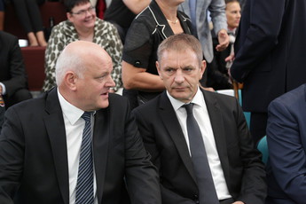 Cvetko Zupančič, predsednik KGZS in Peter Vrisk, predsednik Zadružne zveze Slovenije na sejmu AGRA, 25. avgusta 2018<br>(Avtor: Milan Skledar)