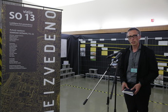 Izr. prof. dr. Matej Blenkuš, dekan Fakultete za arhitekturo na odprtju razstave Vizije SO 13, 2018 <br>(Avtor: Milan Skledar / S-tv)