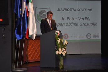 Dr. Peter Verlič, govornik na občinskem in državnem  prazniku Dnevu državnosti v Grosupljem, 20. junija 2018<br>(Avtor: Foto: Občina Grosuplje)