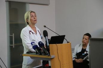 Dr. Nada Rotovnik Kozjek na novinarski konferenci Pravi moški, 2018<br>(Avtor: Milan Skledar)