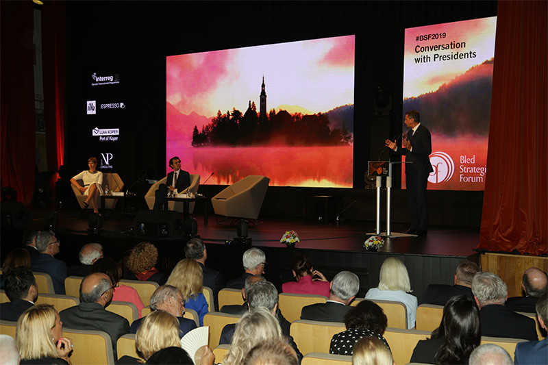 Predsednik RS Borut Pahor na panelu voditeljev, 14. Blejski strateški forum, 2. september 2019<br>(Avtor: Milan Skledar)