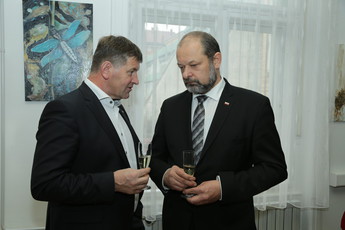 Franc Bogovič, evropski poslanec in Alojz Kovšca, predsednik Državnega sveta RS na tradicionalnem srečanju Lovske zveze Slovenije, 2018<br>(Avtor: Milan Skledar)