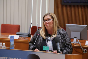 Kristina Modic, izvršna direktorica Slovenskega združenja bolnikov z limfomom in levkemijo na 7. strateški konferenci Vrednost inovacij<br>(Avtor: Milan Skledar)
