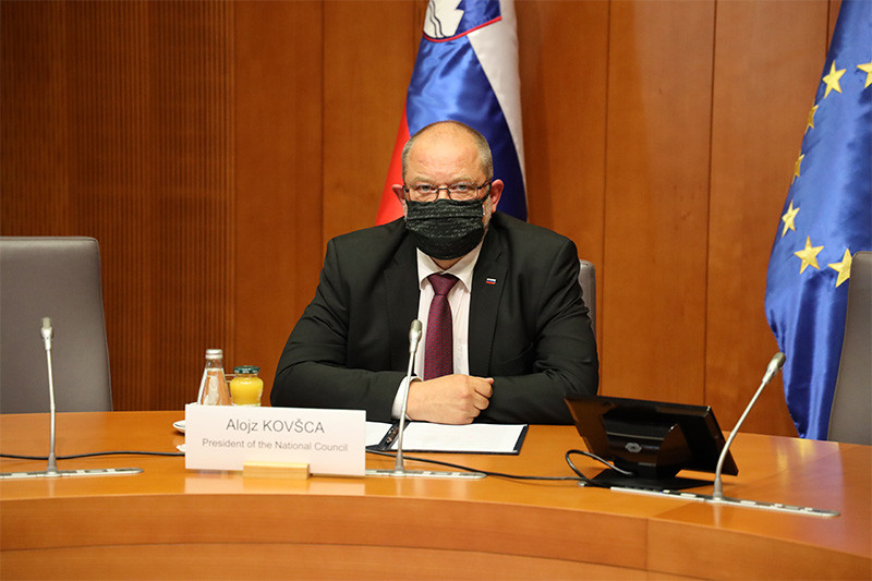 Alojz Kovšca, predsednik Državnega sveta RS na virtualni 3SI prlamentarnem forumu: Tri morja<br>(Avtor: Milan Skledar)