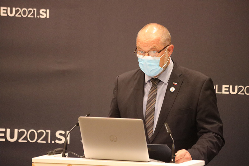 Mednarodna video konferenca v dvorani Državnega s<br>(Avtor: Milan Skledar)