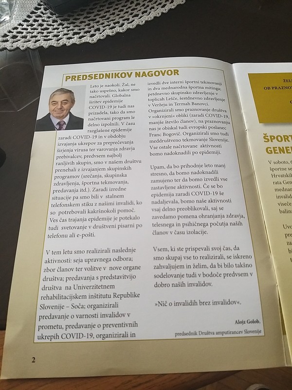 Nagovor Alojza Goloba, predsednika Društva amputirancev Slovenije<br>(Avtor: Zofija Hafner)