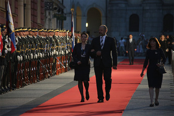 Alojz Kovšca, predsednik Državnega sveta in soproga Stanka Kajfež Kovšca<br>(Avtor: Milan Skledar)