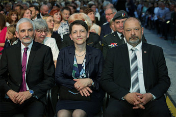 Alojz Kovšca, predsednik Državnega sveta in soproga Stanka Kajfež Kovšca<br>(Avtor: Milan Skledar)