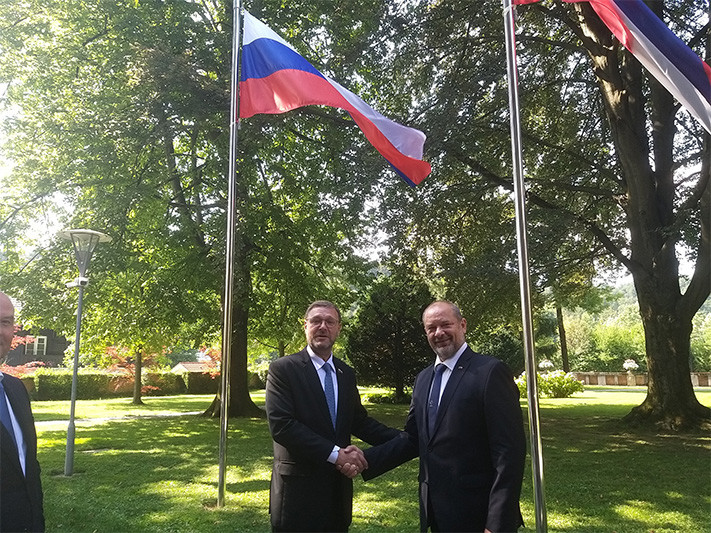 Predsednik Državnega sveta RS Alojz Kovšca in podpredsednik Sveta federacije Federalnega zbora Ruske federacije Konstantin Kosačov.  Srečanje delegacije Državnega sveta z delegacijo Ruske federacije<br>(Avtor: Zofija Hafner)