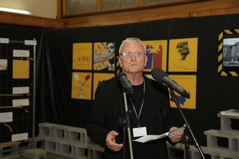 Jurij Kobe, predsednik Društva arhitektov Ljubljana na odprtju razstave Vizije SO 13, 2018  <br>(Avtor: Milan Skledar / S-tv)