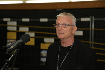 Jurij Kobe, predsednik Društva arhitektov Ljubljana na odprtju razstave Vizije SO 13, 2018 <br>(Avtor: Milan Skledar / S-tv)