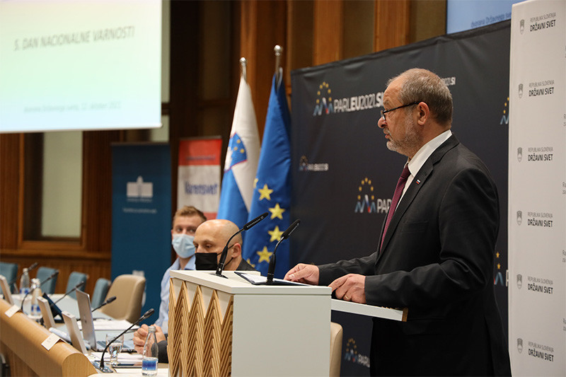 Alojz Kovšca, predsednik Državnega sveta RS. 5. dan nacionalne varnosti, 2021<br>(Avtor: Milan Skledar)