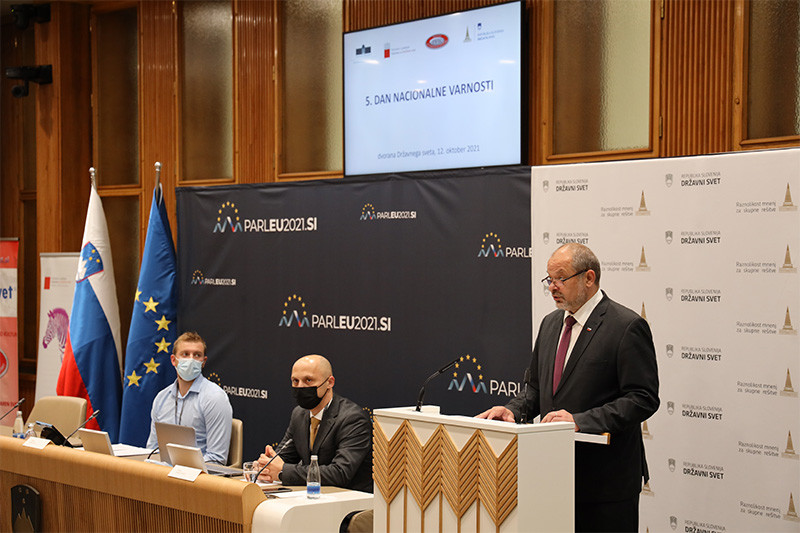 Alojz Kovšca, predsednik Državnega sveta RS. 5. dan nacionalne varnosti, 2021<br>(Avtor: Milan Skledar)