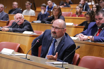 Izr. prof. dr. Andrej Sotlar, dekan Fakultete za varnostne vede, Univerze v Mariboru na 3. dnevu nacionalne varnosti: Slovenska vojska danes in v prihodnosti 2018<br>(Avtor: Milan Skledar / S-tv)
