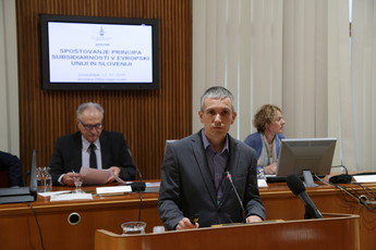 Tomaž Merše, predsednik Družinske pobude na posvetu: Spoštovanje principa subsidiarnosti v Evropski uniji in Sloveniji<br>(Avtor: Milan Skledar)