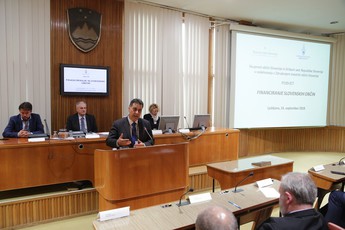 Mitja Bervar, svetovalec v kabinetu ministra za finance na posvetu o financiranju Slvoenskih občin, 2018<br>(Avtor: Milan Skledar)