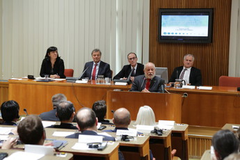 Peter Jožef Česnik, minister pristojen za Slovence v zamejstvu in po svetu na posvetu: Pomanjkanje kompetenc na trgu dela v RS, 2018 <br>(Avtor: Milan Skledar)