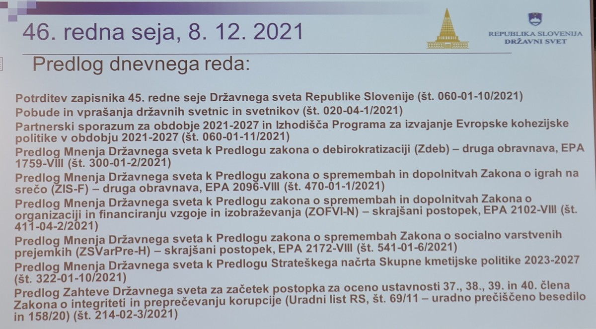 46. redna seja Državnega sveta<br>(Avtor: Milan Skledar)