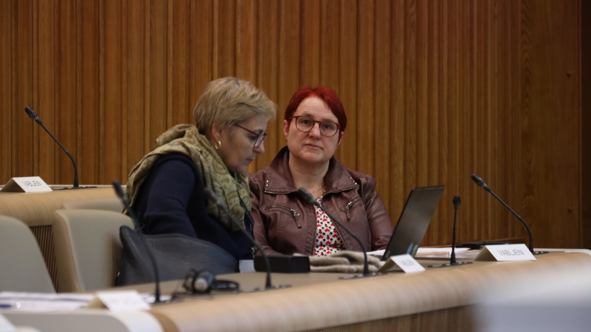 Dr. Marija Markeš (na desni) s sodelavko na 25. seji Državnega sveta RS<br>(Avtor: Milan Skledar)