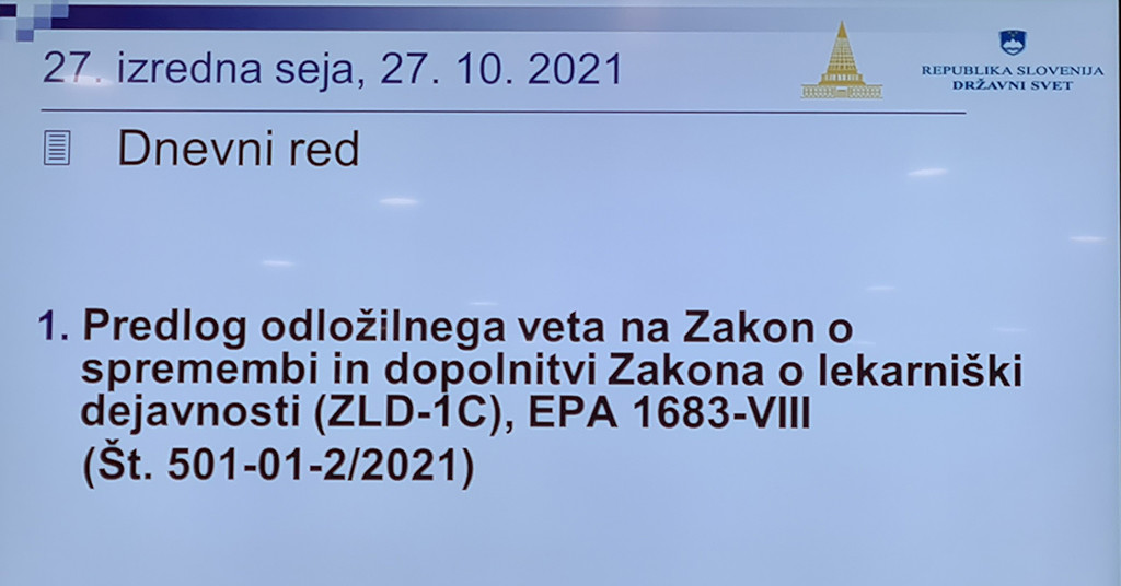V ŽIVO: 27. izredna seja o predlogu odložilnega veta o lekarniški dejavnosti<br>(Avtor: Milan Skledar)