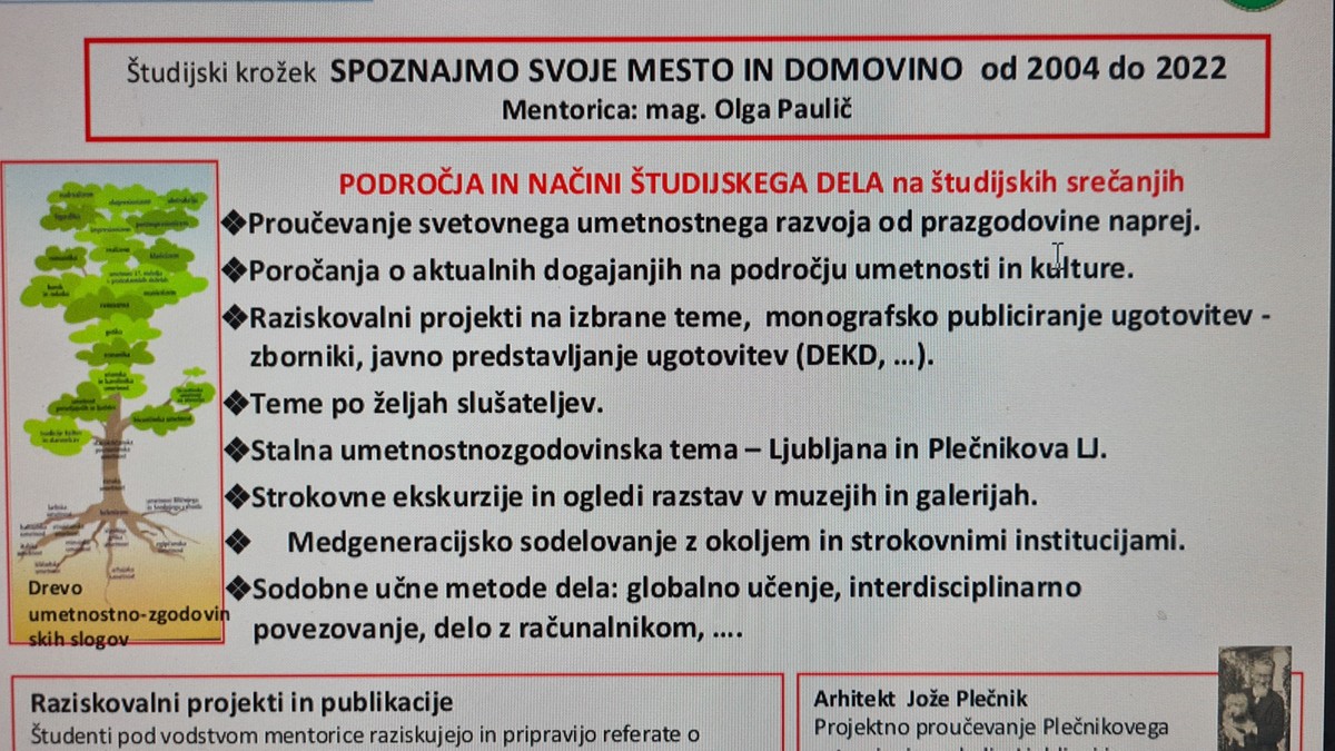 Študijski krožek: Spoznajmo svoje mesto in domovino<br>(Avtor: Milan Skledar)