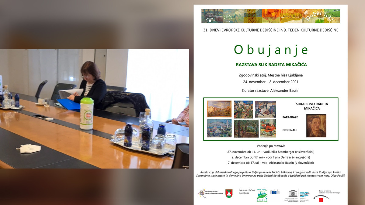 Meta Havliček na odprtju razstave Radeta Mikačića OBUJANJE, v zgodovinskem atriju ljubljanske Mestne hiše<br>(Avtor: Milan Skledar)